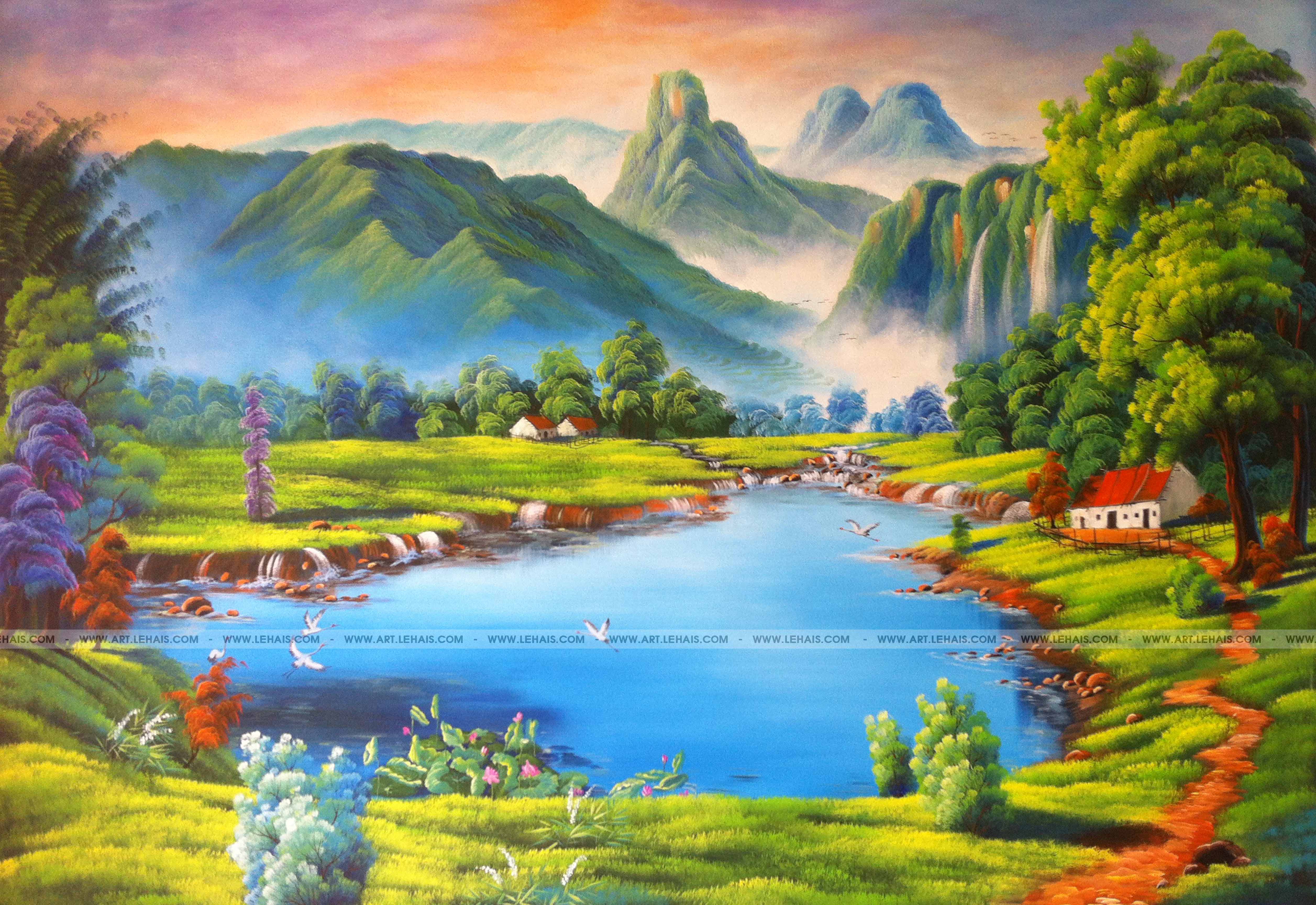 Vẽ tranh 3D phong cảnh tại gia đình ở Uông Bí, Quảng Ninh - TT30LHAR -  LEHAIS ART