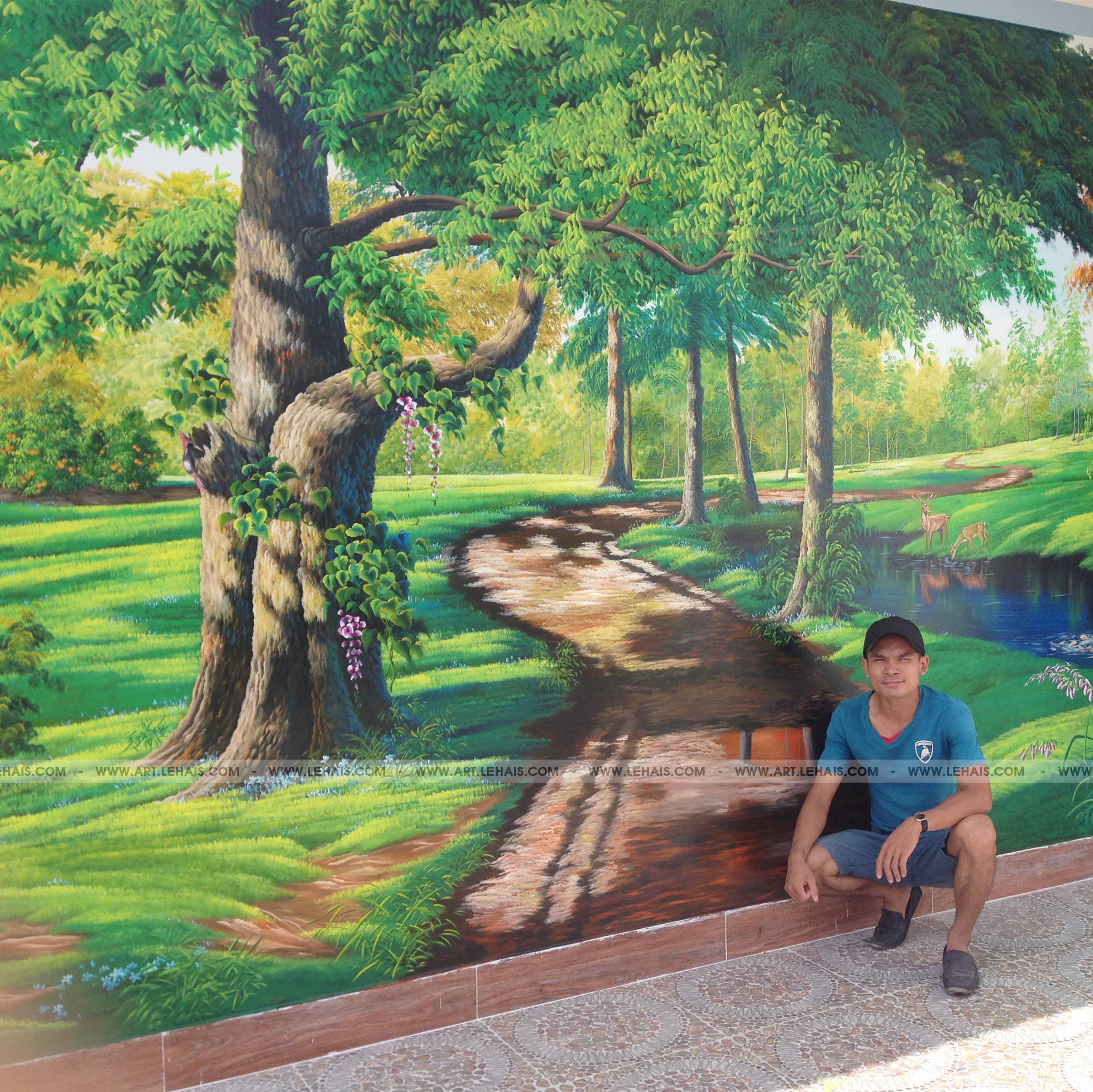 Vẽ Tranh 3D Phong Cảnh Tại Gia Đình Ở Xã Minh Hợp, Quỳ Hợp, Nghệ An -  Tt42Lhar - Lehais Art