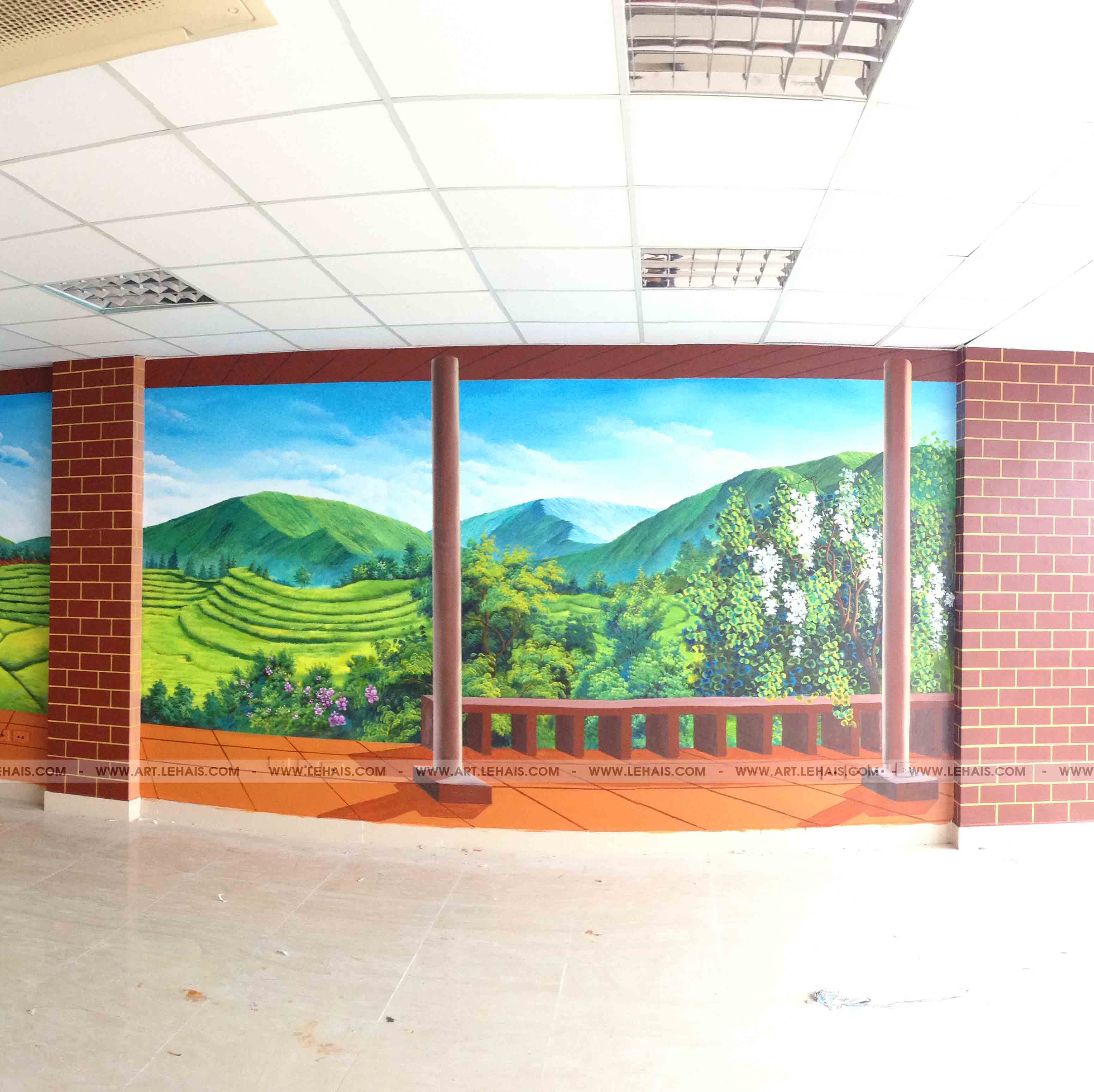 Vẽ tranh 3D phong cảnh "Tây Bắc" tại Lạc Long Quân, Hà Nội - TT52LHAR