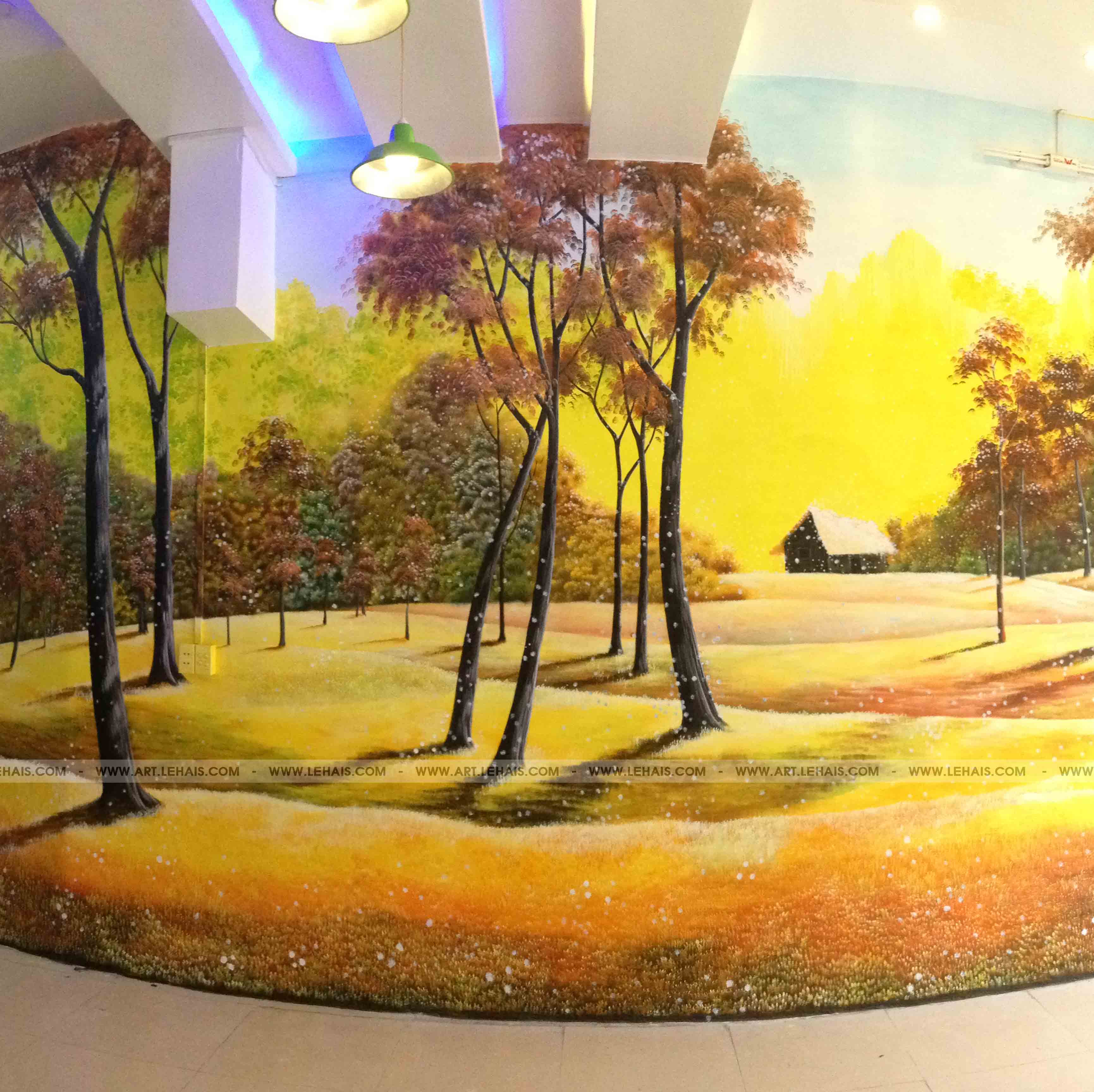 Vẽ tranh phong cảnh 3D tại nhà hàng ở đường Lê Lợi, TP Lạng Sơn - TT58LHAR