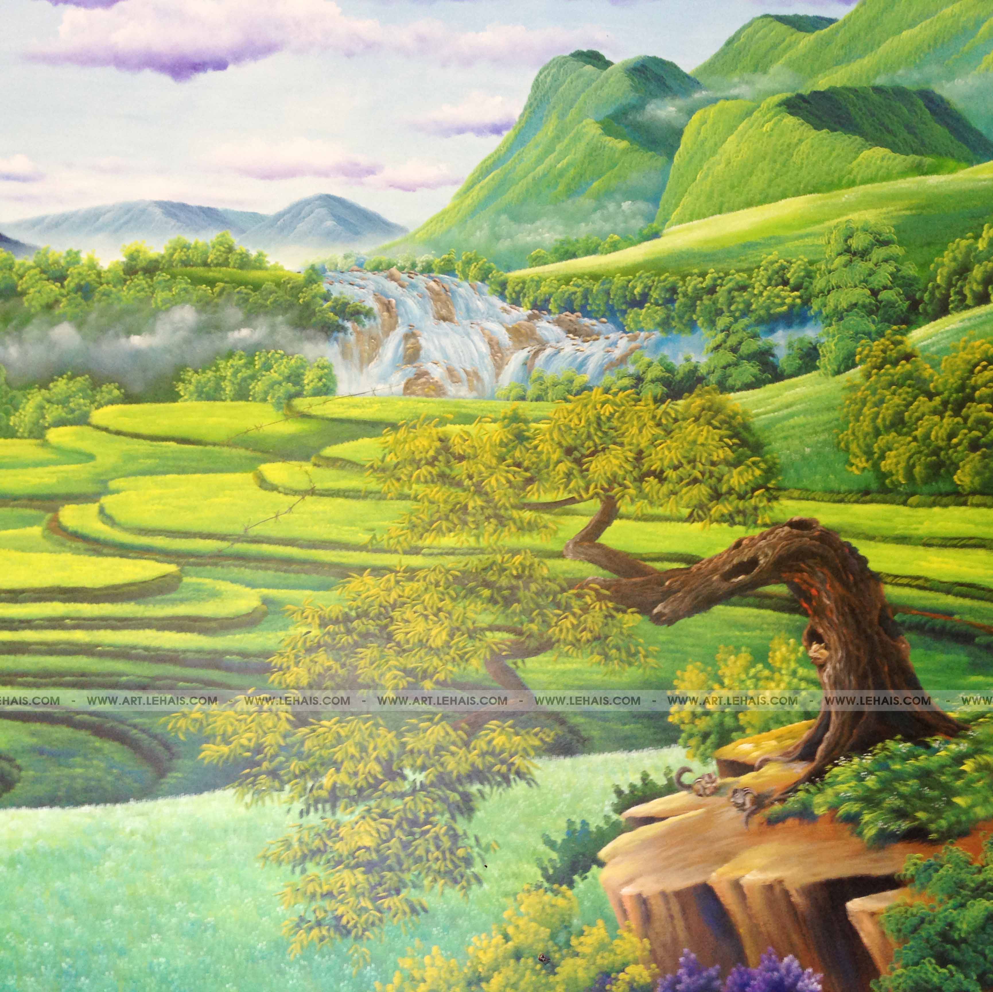 Vẽ tranh 3D cảnh núi rừng "Tây Bắc" tại gia đình ở TP Lào Cai - TT79LHAR