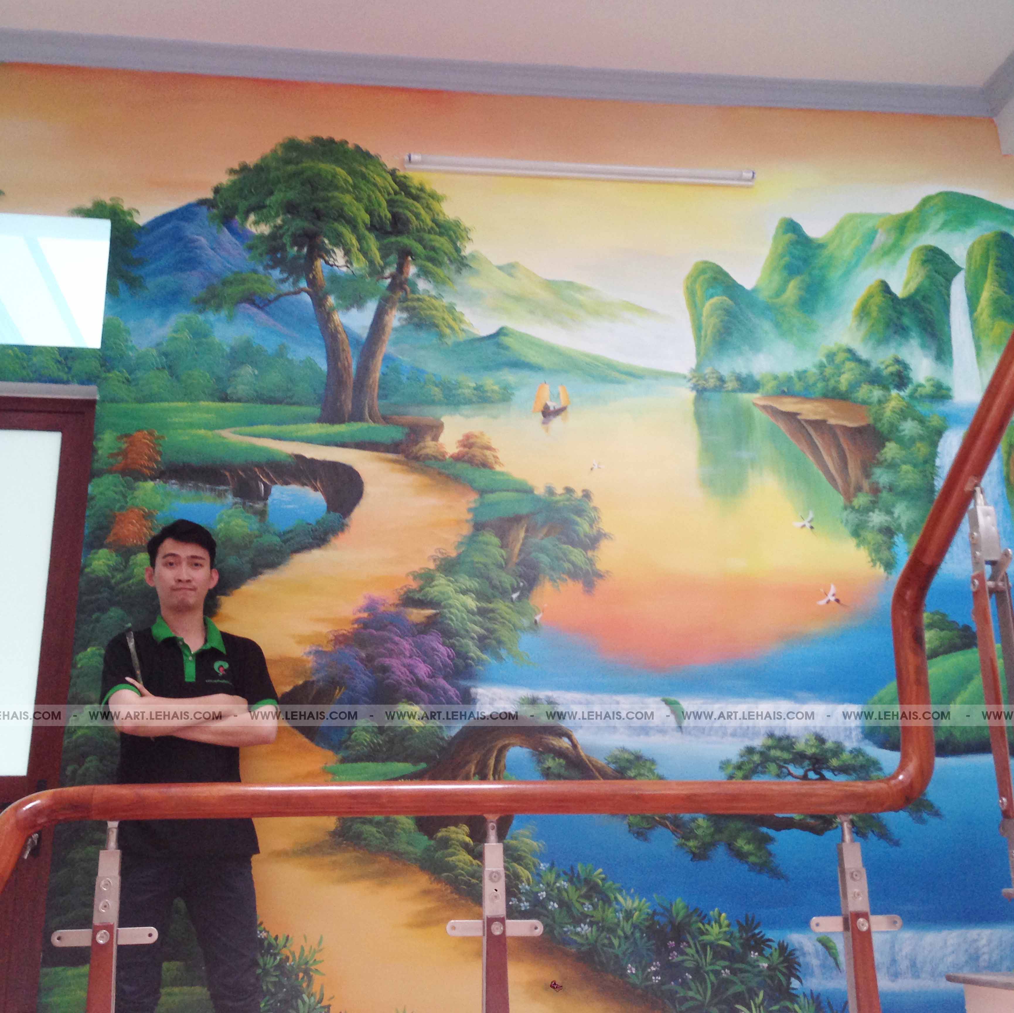 Vẽ tranh phong cảnh 3D gia đình tại Sơn Tây, Hà Nội - TT87LHAR