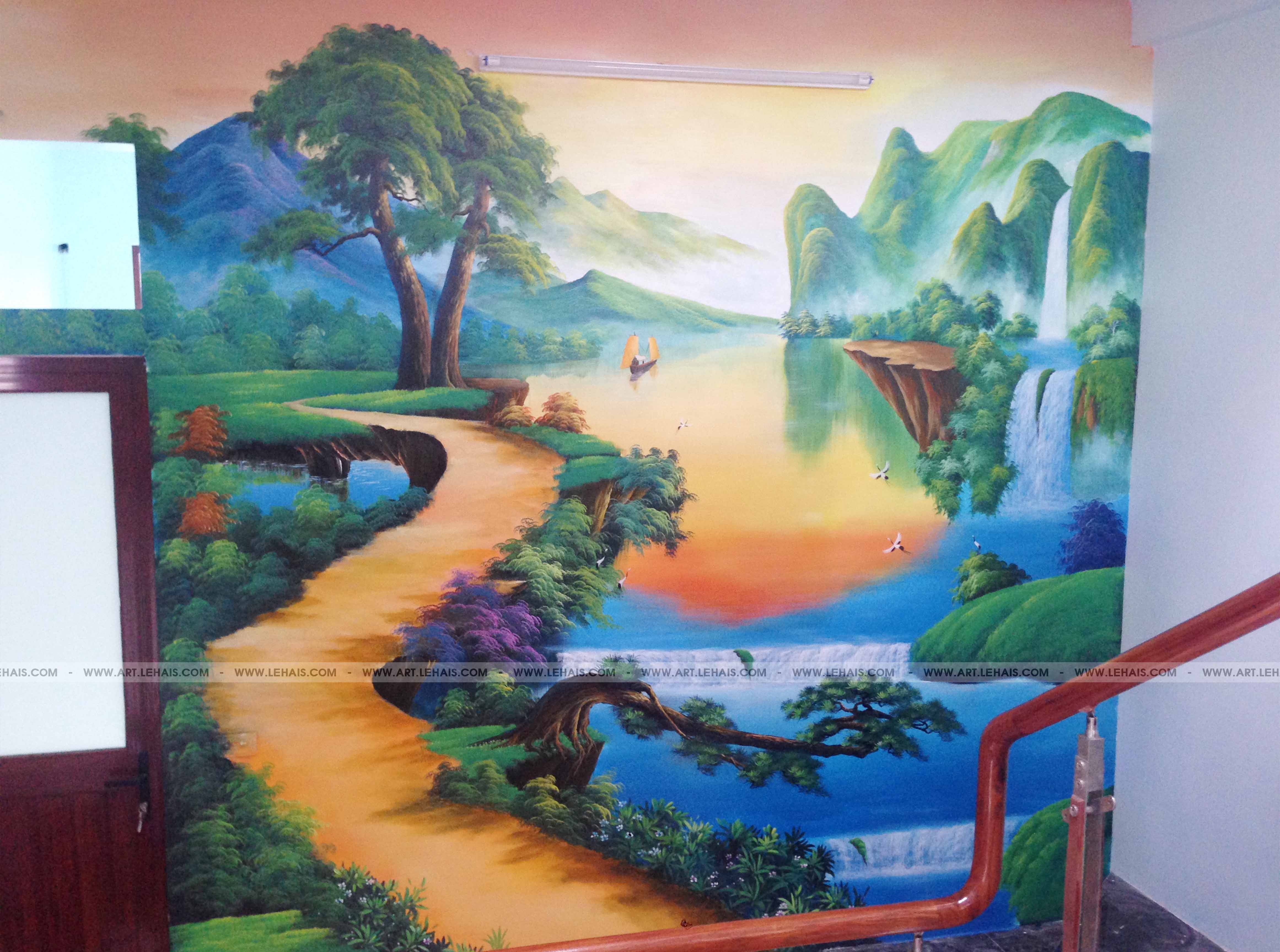 Vẽ tranh phong cảnh 3D gia đình tại Sơn Tây, Hà Nội - TT87LHAR