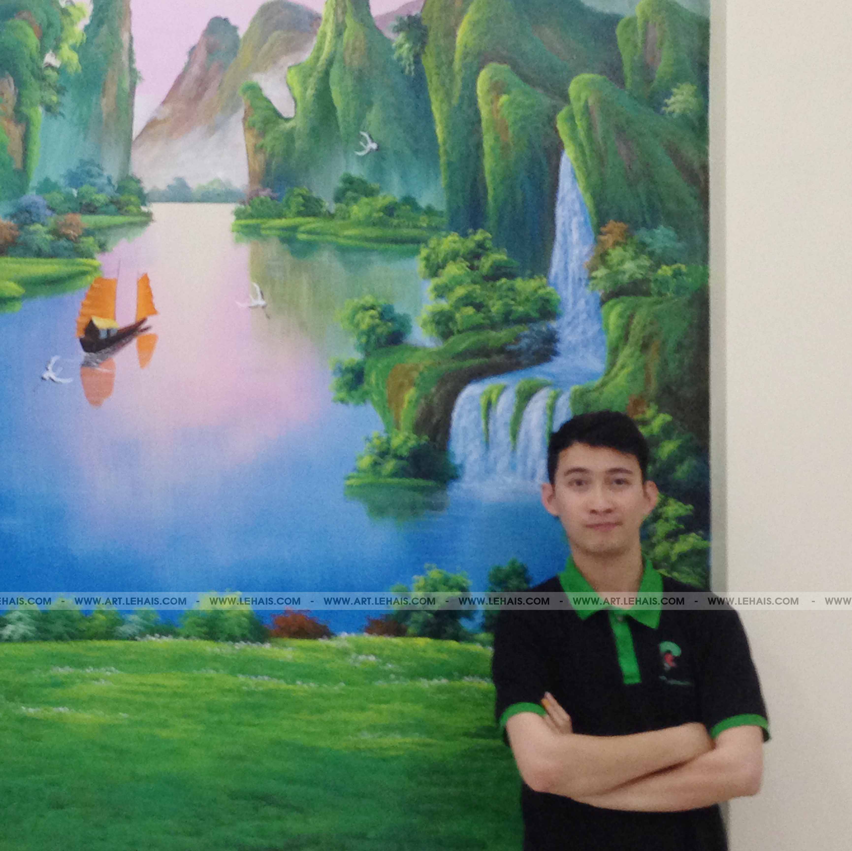 Vẽ tranh tường 3D cảnh đồng quê tại gia đình ở Sơn Tây Hà Nội  TT173LHAR   LEHAIS ART