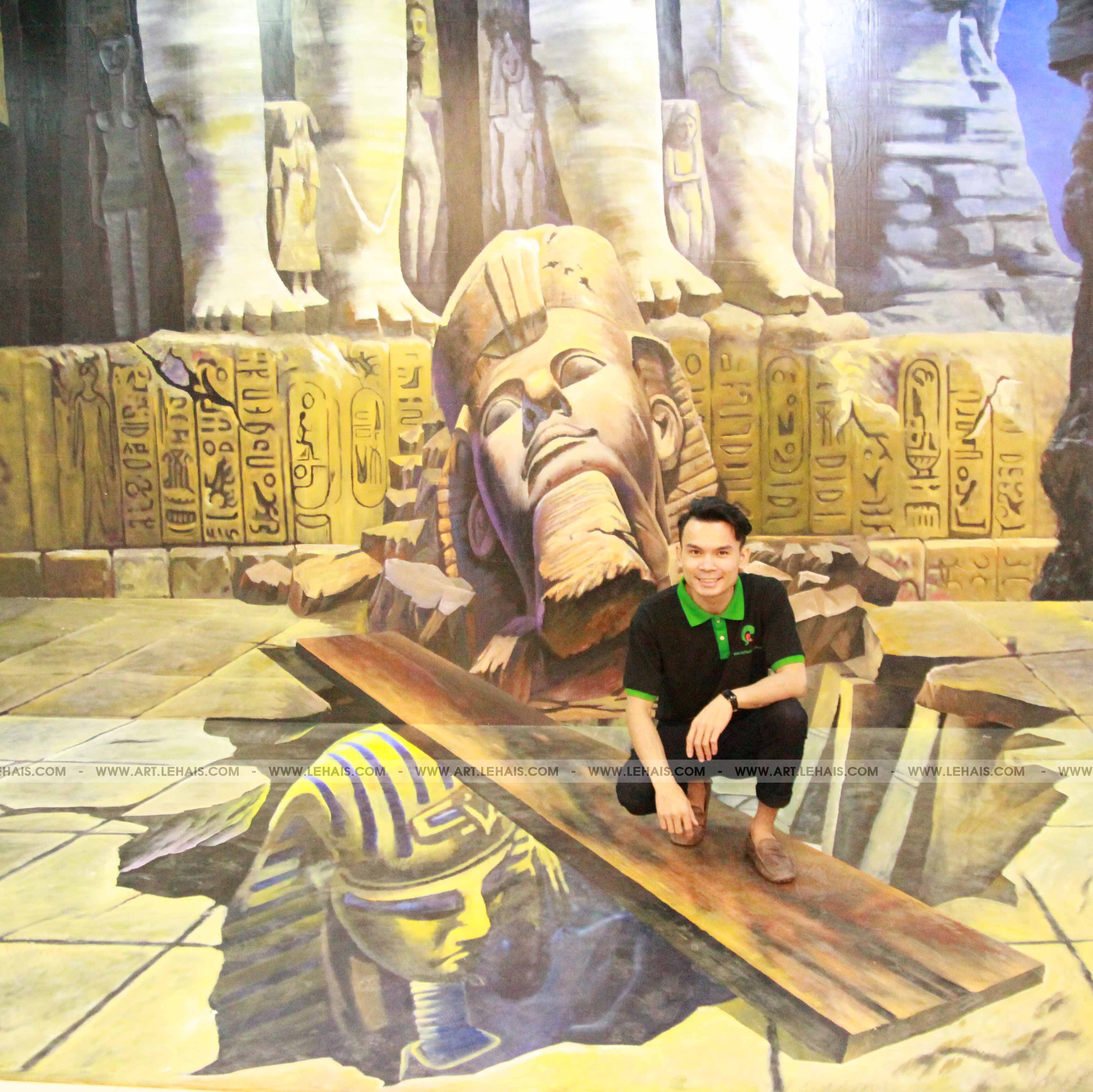 Vẽ tranh 3D tiêu đề "Bí Ẩn Pharaon" tại Mipec Long Biên, Hà Nội - TT95LHAR
