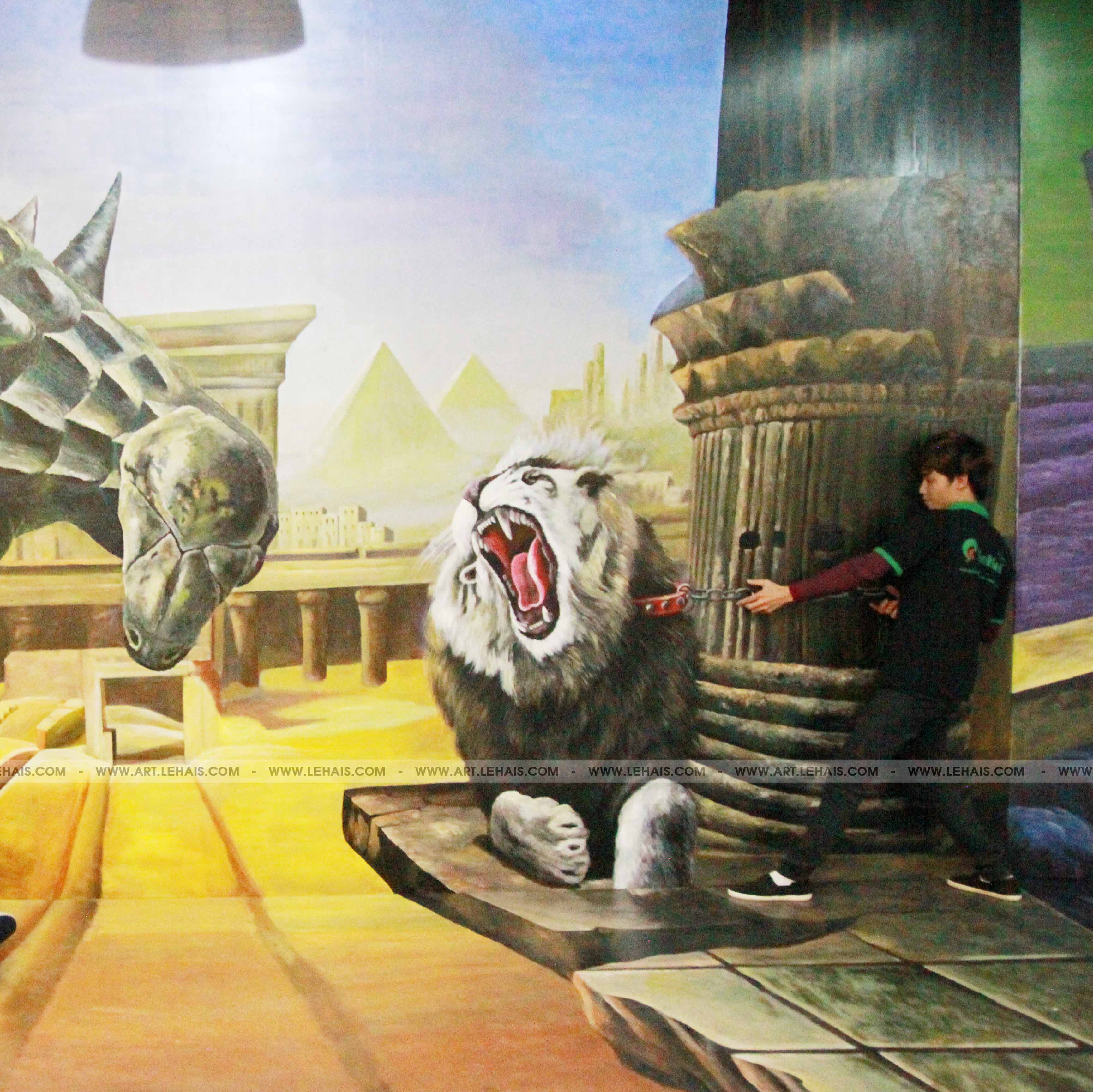 Vẽ tranh 3D khung long đại chiến vẽ tại Mipec Long Biên, Hà Nội - TT99LHAR