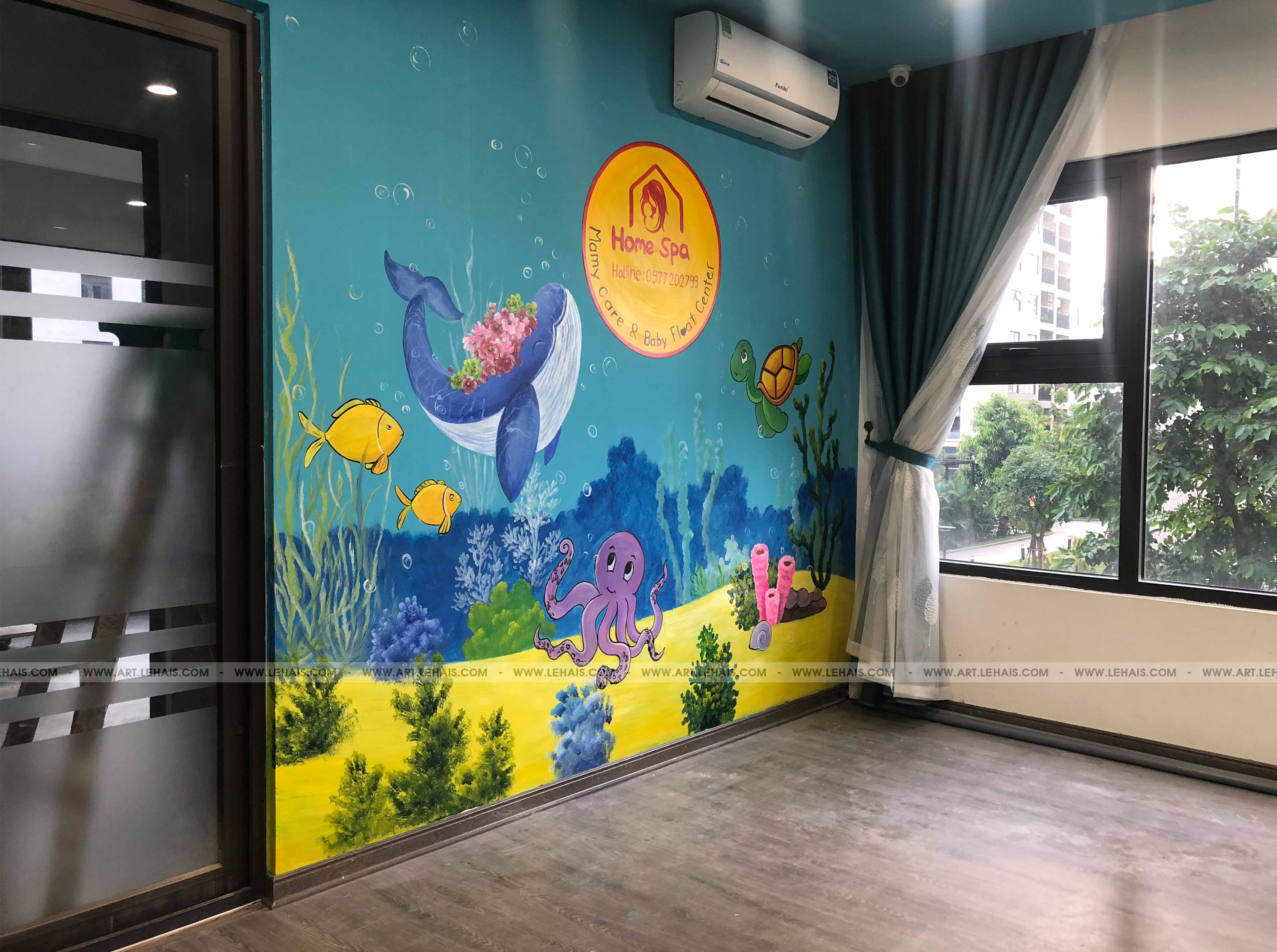 Vẽ tranh 3D trang trí tường tại Home Spa ở Vinhomes Smart City Tây Mỗ, Từ Liêm, Hà Nội - TT189LHAR
