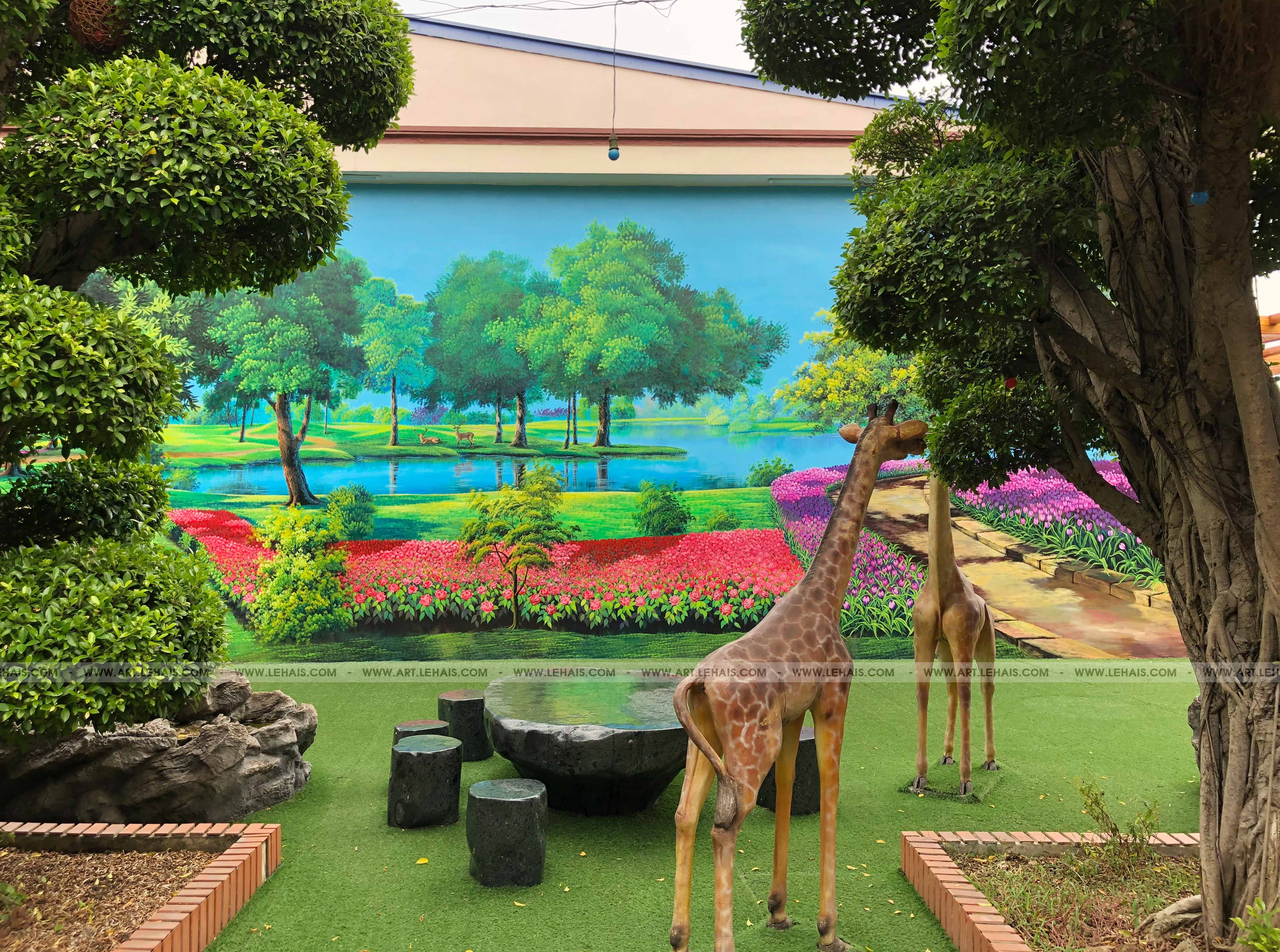 Vẽ tranh phong cảnh 3D trên tường tại khu du lịch sinh thái Dũng Tân ở Sông Công, Thái Nguyên - TT192LHAR 21