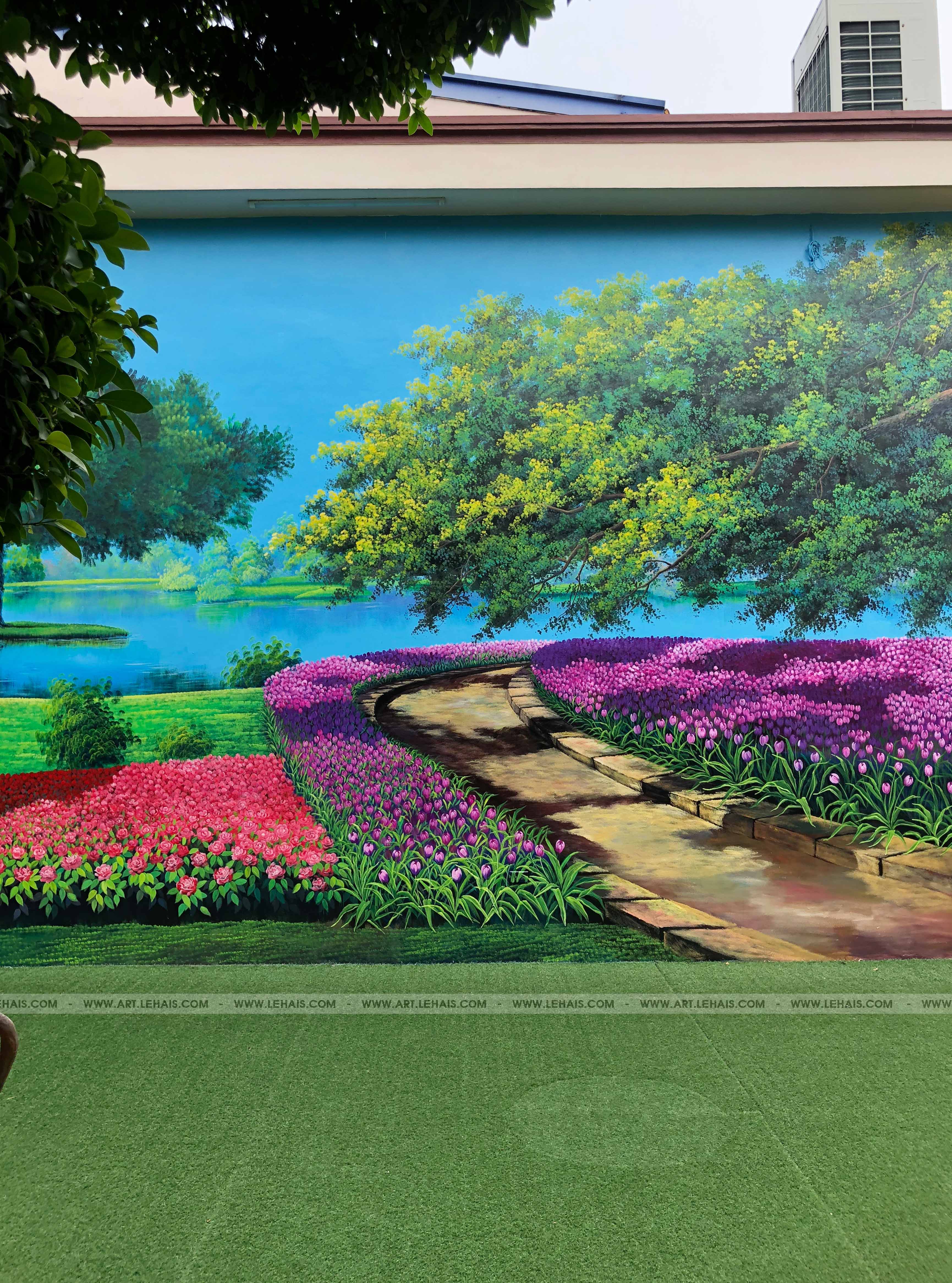 Vẽ tranh phong cảnh 3D trên tường tại khu du lịch sinh thái Dũng Tân ở Sông Công, Thái Nguyên - TT192LHAR 24