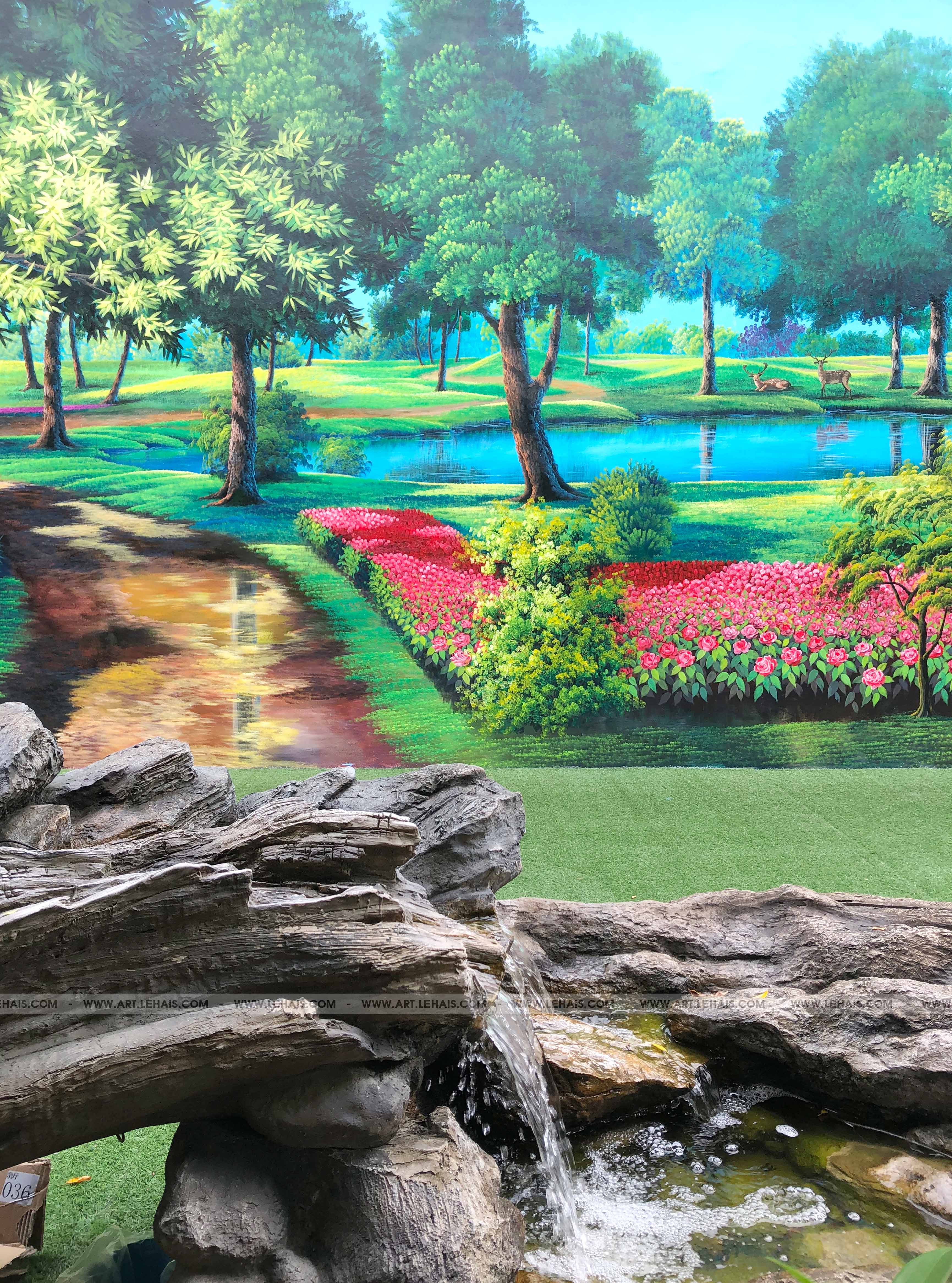 Vẽ tranh phong cảnh 3D trên tường tại khu du lịch sinh thái Dũng Tân ở Sông Công, Thái Nguyên - TT192LHAR 25