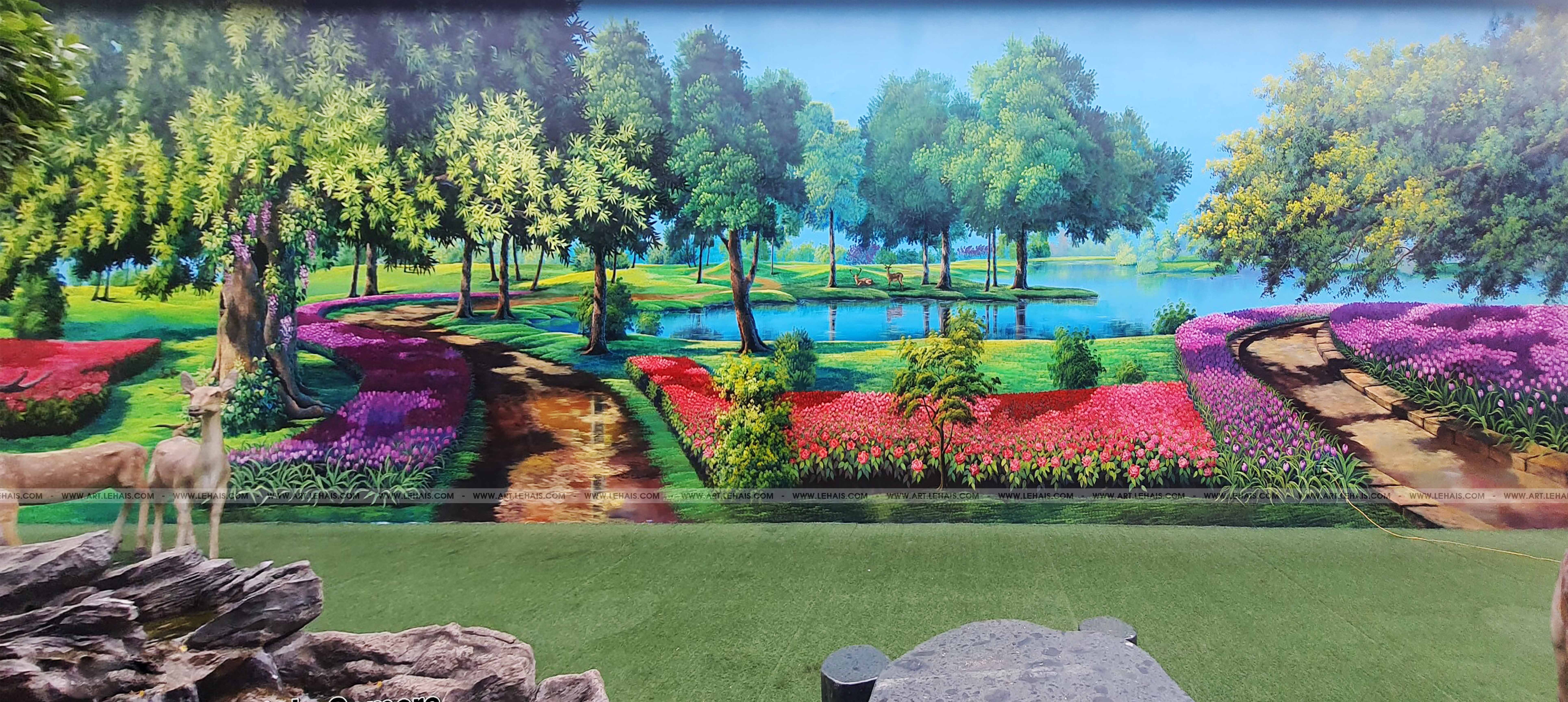 Vẽ tranh phong cảnh 3D trên tường tại khu du lịch sinh thái Dũng Tân ở Sông Công, Thái Nguyên - TT192LHAR 27