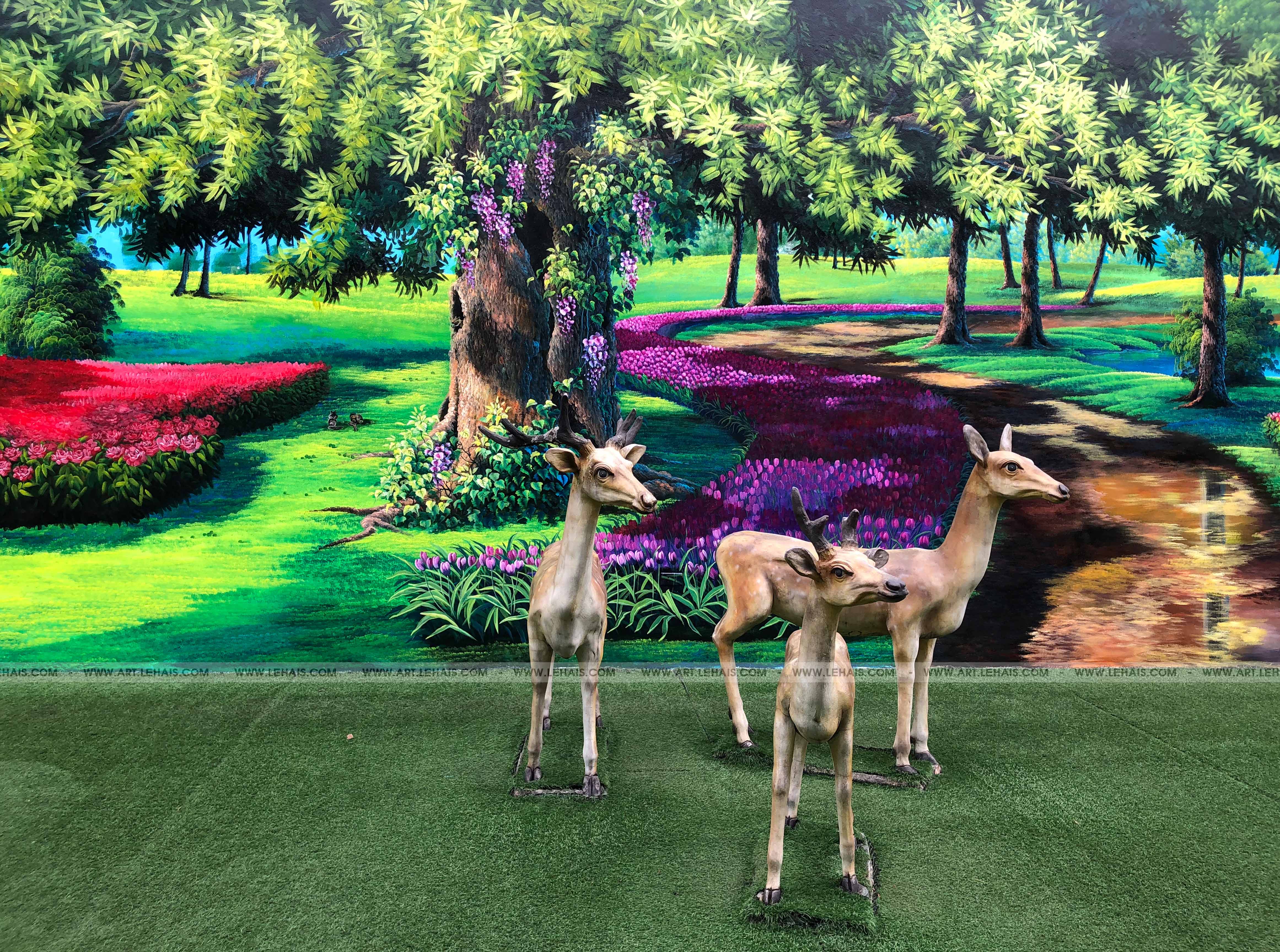Vẽ tranh phong cảnh 3D trên tường tại khu du lịch sinh thái Dũng Tân ở Sông Công, Thái Nguyên - TT192LHAR