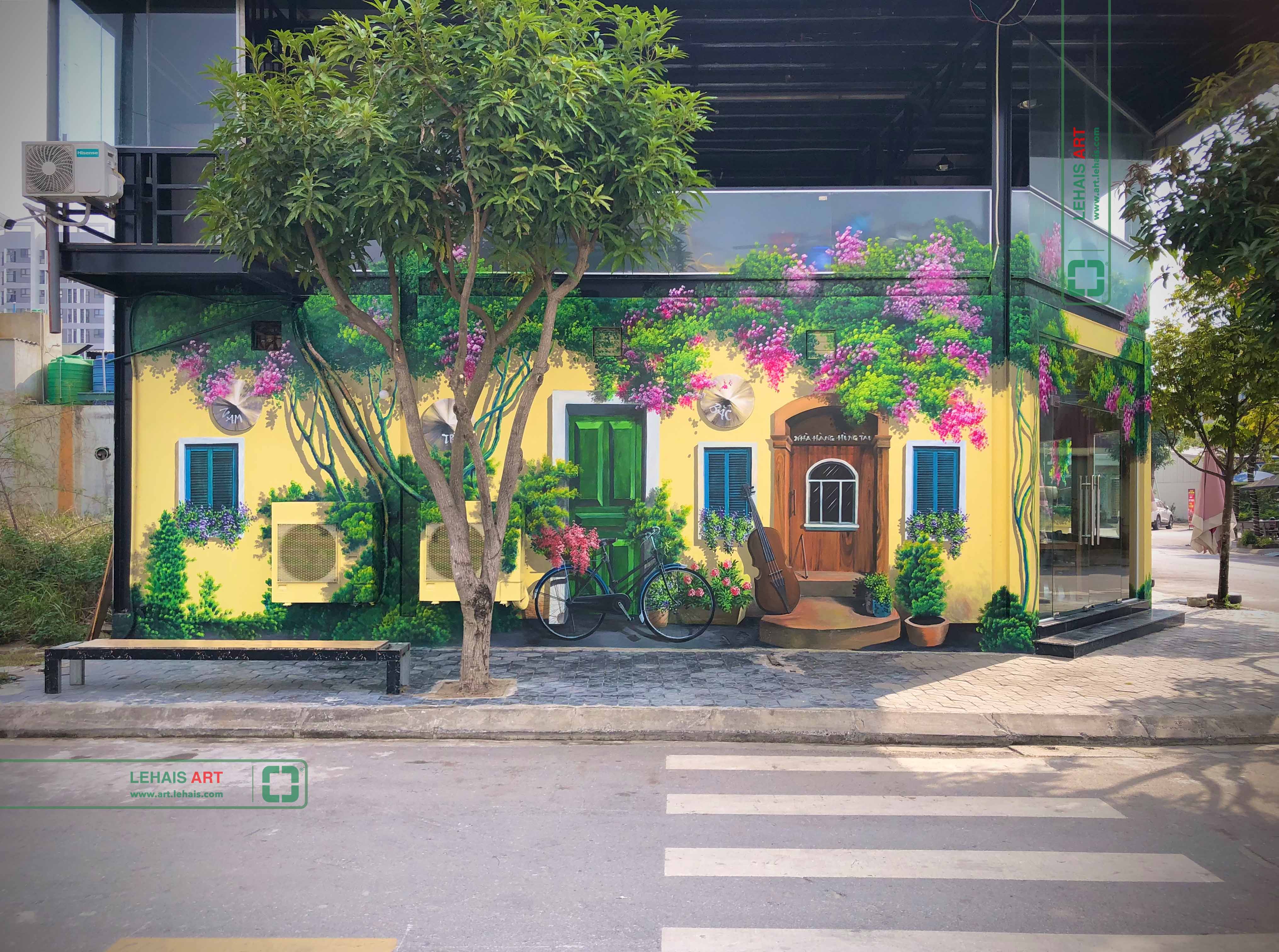 Vẽ tranh 3D trang trí tường tại nhà Hàng Hùng Tàu ở Phố Nối, Hưng Yên - TT198LHAR