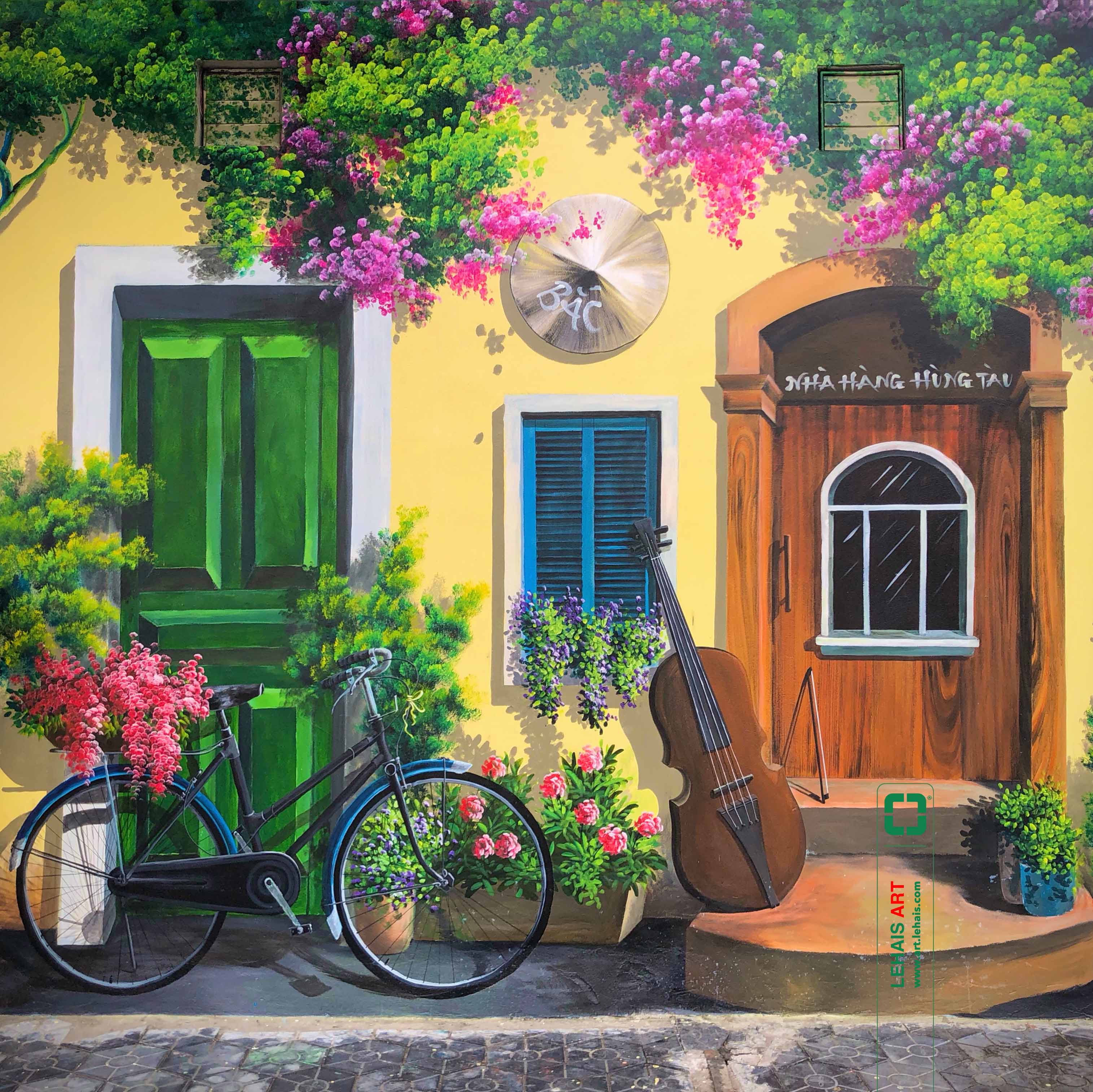 Painting 3D wall decoration at Hung Tau Restaurant in Pho Noi, Hung Yen - TT198LHAR