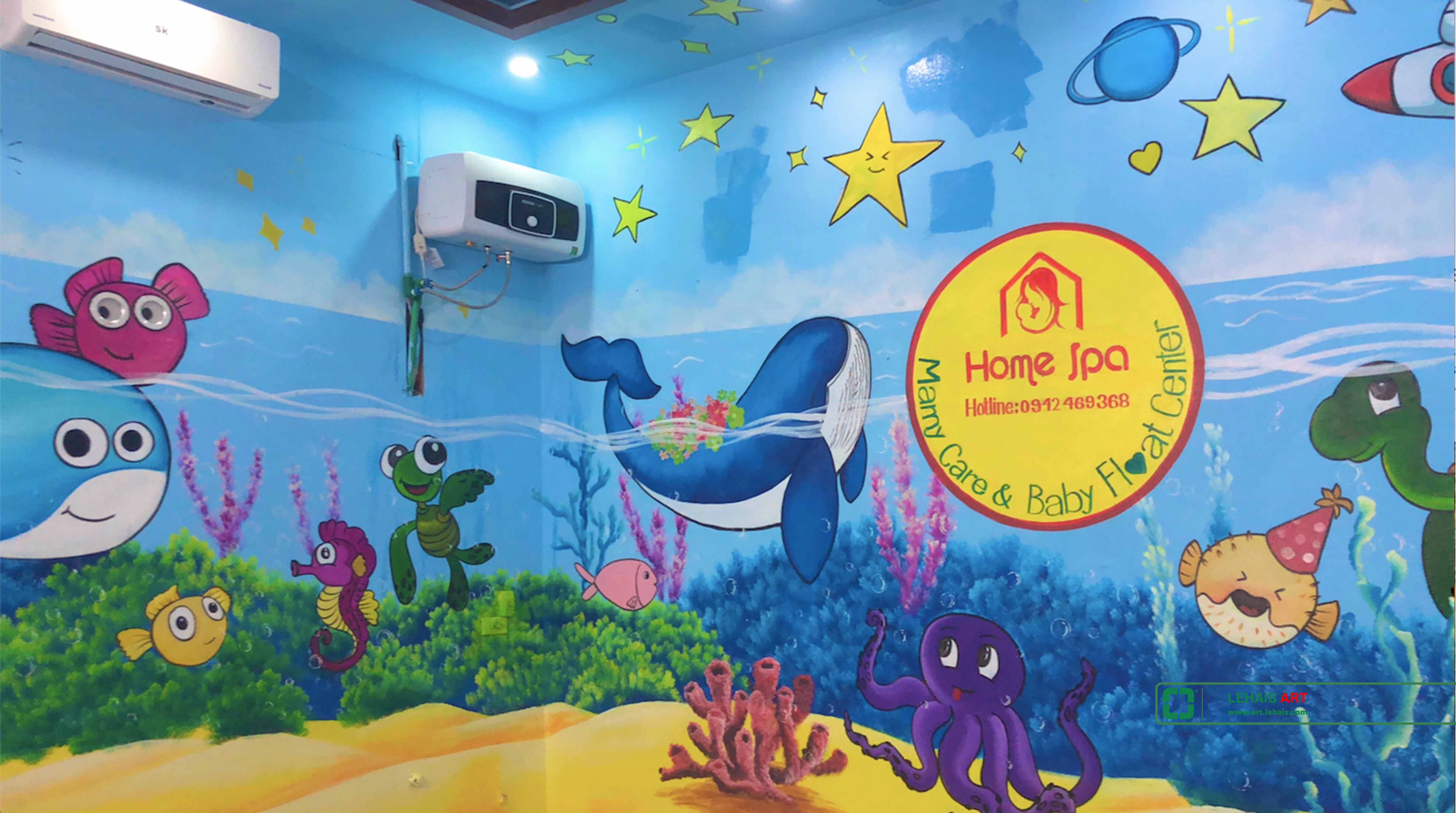 Painting 3D wall decoration at Home Spa in Bac Ninh City - TT200LHAR