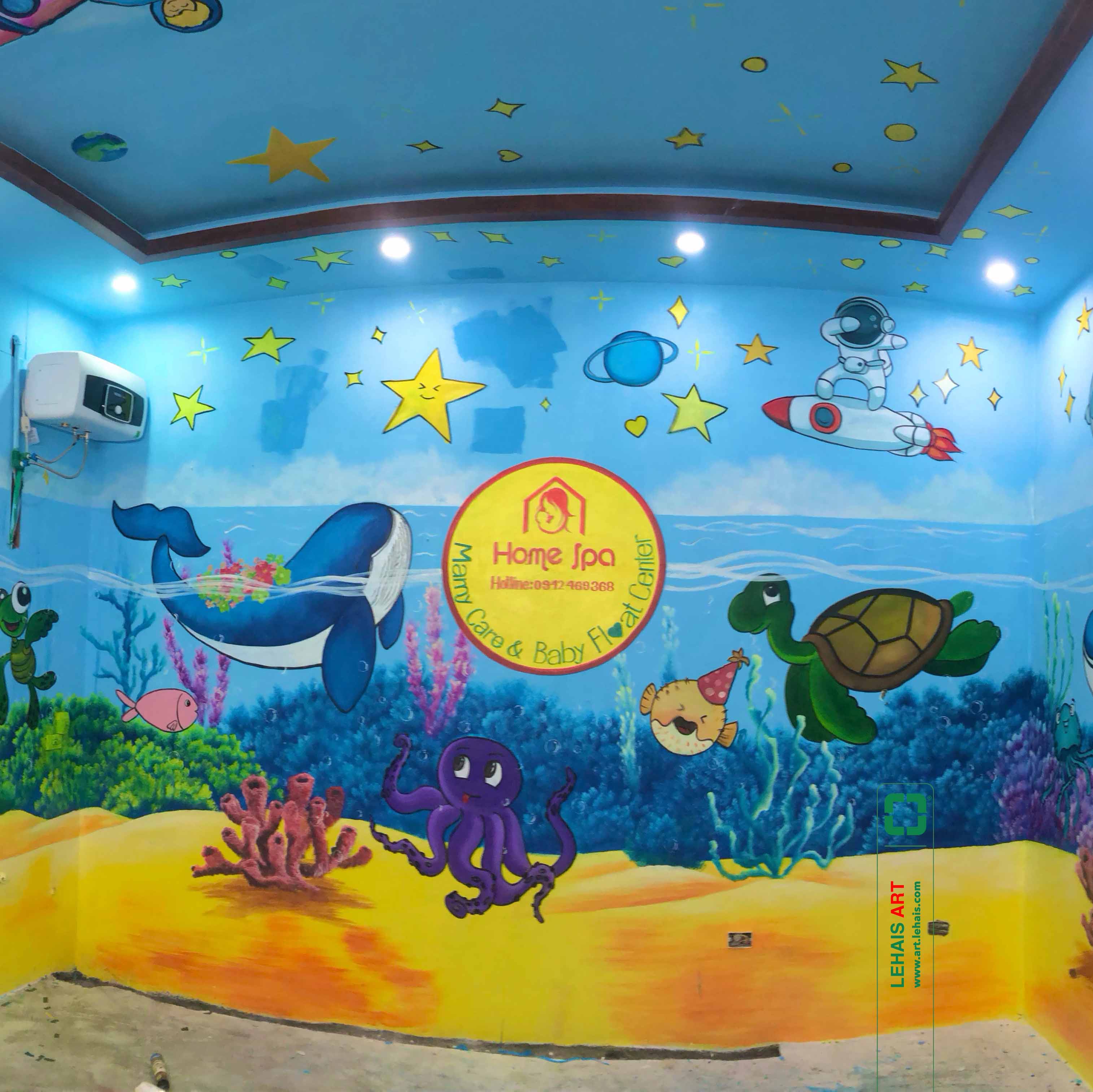 Painting 3D wall decoration at Home Spa in Bac Ninh City - TT200LHAR