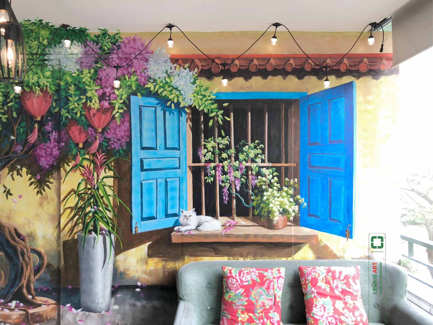Công trình vẽ tranh tường trang trí nội thất quán Cafe và Homestay tại Hồ Trúc Bạch - TT203LHAR